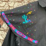 Vintage Southwest Canyon embroidered beaded Aztec Boho cutout back western shirt Black Size M Photo 2