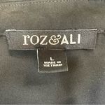 Roz & Ali | Black Button Down with Maroon Velvet Floral Accents | Large Photo 7