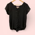 Philosophy Cute  black silky whimsigoth boho buttons cap sleeve flowy blouse Photo 1