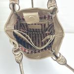 Tignanello Gold Metallic Pebbled Leather Satin Lined Shoulder Tote Bag Pockets Photo 2