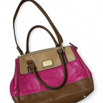 Tignanello Satchel Handbag Pink Brown Beige Colorblock Top Handle Shoulder Bag Pink Photo 0