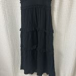 Pinch Gauzy Deep V Neck Black Tiered Short Sleeve Maxi Dress Medium Photo 5