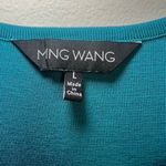 Ming Wang Scoop Neck Sleeveless Knit Top Teal Shell Side Slit Stretch Tank Large Photo 1