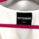 Kittenish  White Satin Tie Front Long Sleeve Cinched Cropped Trendy Top S Photo 2