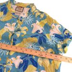 Vintage 100% Silk Tropical Print Top Women Size L Rum Runner Blue Retro Resort Size L Photo 6