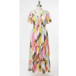 Torrid NWT  0 L 12 Giant Geo Tiered Maxi Dress Plus Pink Yellow Pockets Photo 5