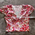 ASTR  The Label Floral Silky Short Sleeve Dressy Casual Women’s Blouse Sz M EUC Photo 5