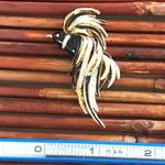 Vintage Craft Bird Black Enameled Rhinestone Brooch/Pin Gold Photo 5