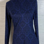 Eddie Bauer 1/4 Zip Pullover Women’s Small Paisley poly Spandex Blurple Slits Photo 0