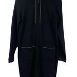 Andrea Jovine Women's Black Wool Dress Size Small Long Sleeve Zip Collar Pockets Photo 0