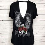 Papaya Never Stop Dreaming Oversized Deep V Neck Black Choker T-shirt Size Small Photo 9