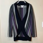 Misook  Exclusive. Long sleeve sweater jacket.  Cardigan.‎ XS. Black/Purple Photo 1