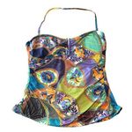 Cremieux Tankini Top Halter Removable Cups Tummy Control Geometric Colorful M Yellow Size M Photo 0