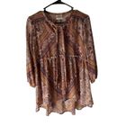 Knox Rose  Women's Size XS Chiffon Boho Peasant‎ Red Flowy Babydoll Top Photo 0