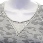 Rebecca Taylor Animal Print Sequin led Round Neckline Textured Gray Sweatshirt S Photo 3