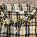 L LOVE Women's Boho Retro Oversize Fringe Flannel Shirt Yellow Photo 2