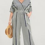 Bloomchic Geometric Contrast Dolman Sleeve Pocket Belted Jumpsuit Black 14-16 Photo 1