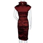 DJ Jaz Dress‎ Womens 4 Red Black Iridescent Ruched Bodycon Mini Elegant Romantic Photo 3