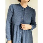 Vintage 90s Cottagecore Blue Thermal Dress Womens Medium Baby Doll Cozy Winter Photo 4