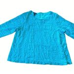 Alfani Lace Layered Zipper Back Teal Lace Overlay Blouse Cotton Blend Size 3X Photo 2