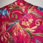 Pink and Blue Floral Embroidered Scarf with Tassels Photo 5