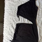 CSDAJIO 2 Piece Outfit One Shoulder Asymmetrical Hem Crop Top and Mini Skirt Set Photo 0