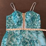 Women’s Blue Mermaid Fit Prom Party Dress Sparkly Sequins Leg Slit Size 12 Photo 7