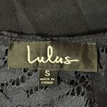 Lulu's Women’s Picture This Lace Round Neck Long Sleeve Blouse Navy size S Blue Photo 7