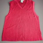 Talbots Womens XL Sweater Vest Red Cable Knit 100% Cotton Preppy V-Neck vintage Photo 0