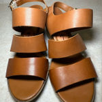 Sophia Milano  Made In Italy Brown Leather Thick Strap Block Heels,Size 7 Photo 0