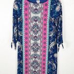Chico's CHICO’S Medallion Multicolored Tie Sleeves Short Dress, Size 4P Photo 0
