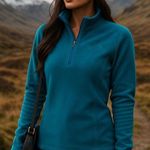 The North Face  Fleece Pullover Granola Teal Hiking Outdoor Alpine Cozy Autumn Winter Photo 0