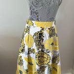 EUC George Sz: 12a Yellow Navy Blue Gray Floral Tropical Lightweight Midi Skirt. Size undefined Photo 0