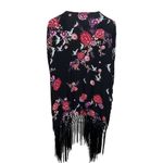 Torrid  Size 3X Black Floral Print Crepe Fringe Open Front Kimono Duster Photo 9