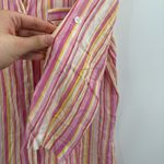 Fresh Produce  Shirt Womens Multicolor Stripe Button Up Cotton Tab Sleeve Xl Photo 4