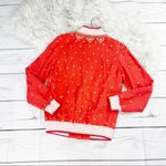 Anthropologie  Conditions Apply Arabella Embroidered Red Bomber Jacket Size Small Photo 5