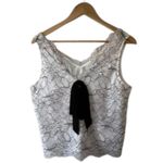 Ann Taylor LOFT White & Black Floral Lace Bow Double V Cami Tank Top Sz Small Photo 0