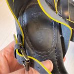 Boden Blue Leather Strappy Heels Women’s 7.5 Peep Toe Lime Green Trim Fall Photo 7