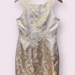Robbie Bee Sleeveless Gold Beige Floral Metallic Dress - size 6 Photo 1