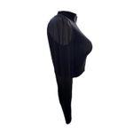 Almost Famous  Top Women's Junior Black Ribbed Sheer Mock Neck Elegant Chic Photo 2