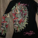 Ed Hardy  Christian Audigier Sweater Long Sleeve Mermaid Siren Black Size Medium Photo 4