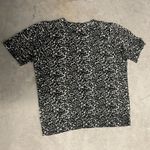 Sag Harbor Black and White Animal Printed Soft Cozy Short Sleeve Sweater Top Size M Photo 3