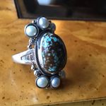 Natural Royston Blue Horizon Turquoise Sterling Silver Cocktail Ring Size 9 Photo 4