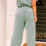 Oddy Sage Green Plisse Sleeveless Jumpsuit size 2X Belted NWT Photo 2