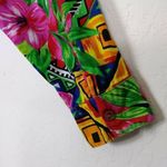 Vintage Bright Tropical Floral Tribal Print Shirt Pink Photo 7