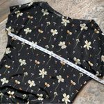 Liz Claiborne  100% Silk Black Floral Short Sleeve Blouse Size 16 Photo 5