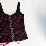 Tripp NYC [] Black Pink Y2K Floral Print Lace Hook & Eye Corset Top Size Large L Photo 5