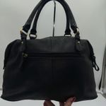 Tommy Hilfiger Black Leather Satchel Purse Shoulder Bag Tassel Gold Hardware Photo 4