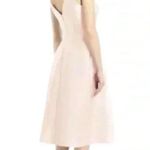 Alfred Sung NWT D777 Satin Twill V Neck Cocktail Dress In Blush Pink Size 12 Photo 2