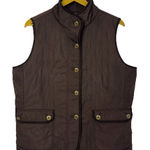 Talbots  Womens Quilted Vest Size LP Brown Snap Button Fleece Lined Equestrian Photo 0